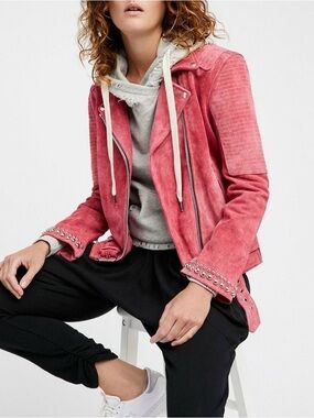 Understated Leather Pink Studded Suede  Jacket Size XS